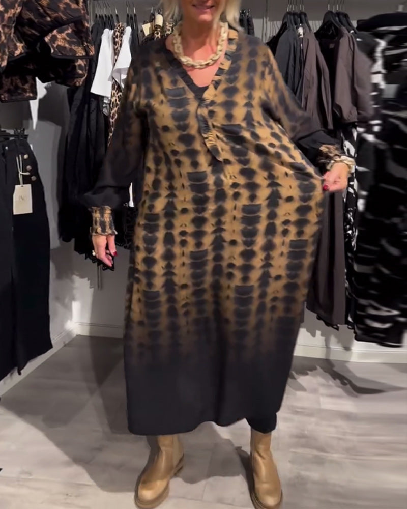 Lisette™ | Jurk met V-hals en lange mouwen in kleurverloop