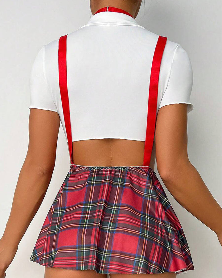 Leyla™ | Sexy 3-delig Set met Crop Top, Plissé Rok & Slip