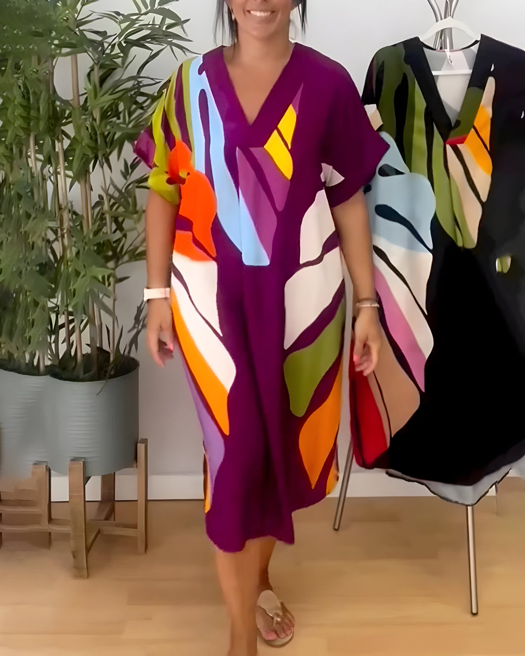 Hanne™ | Jurk met Bladerenprint