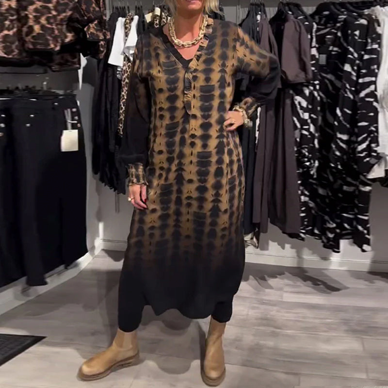 Lisette™ | Jurk met V-hals en lange mouwen in kleurverloop