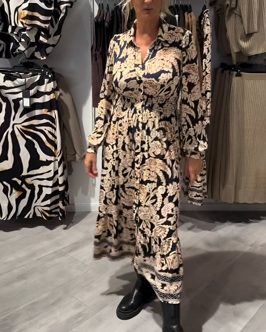 Marisse™ | Midi Jurk met Print en V-Hals
