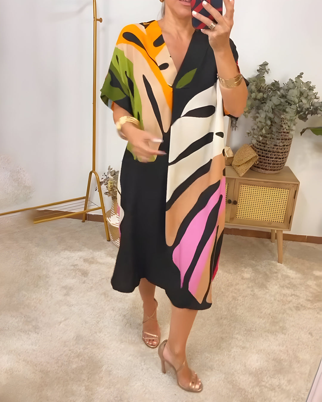 Hanne™ | Jurk met Bladerenprint