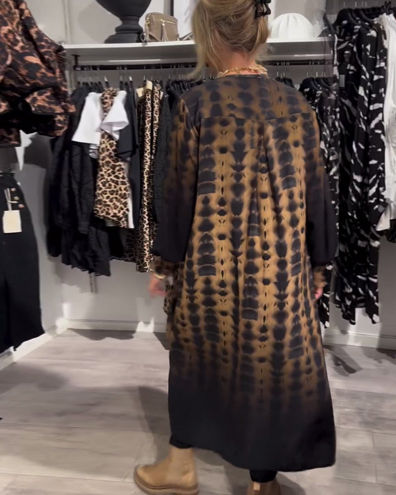 Lisette™ | Jurk met V-hals en lange mouwen in kleurverloop