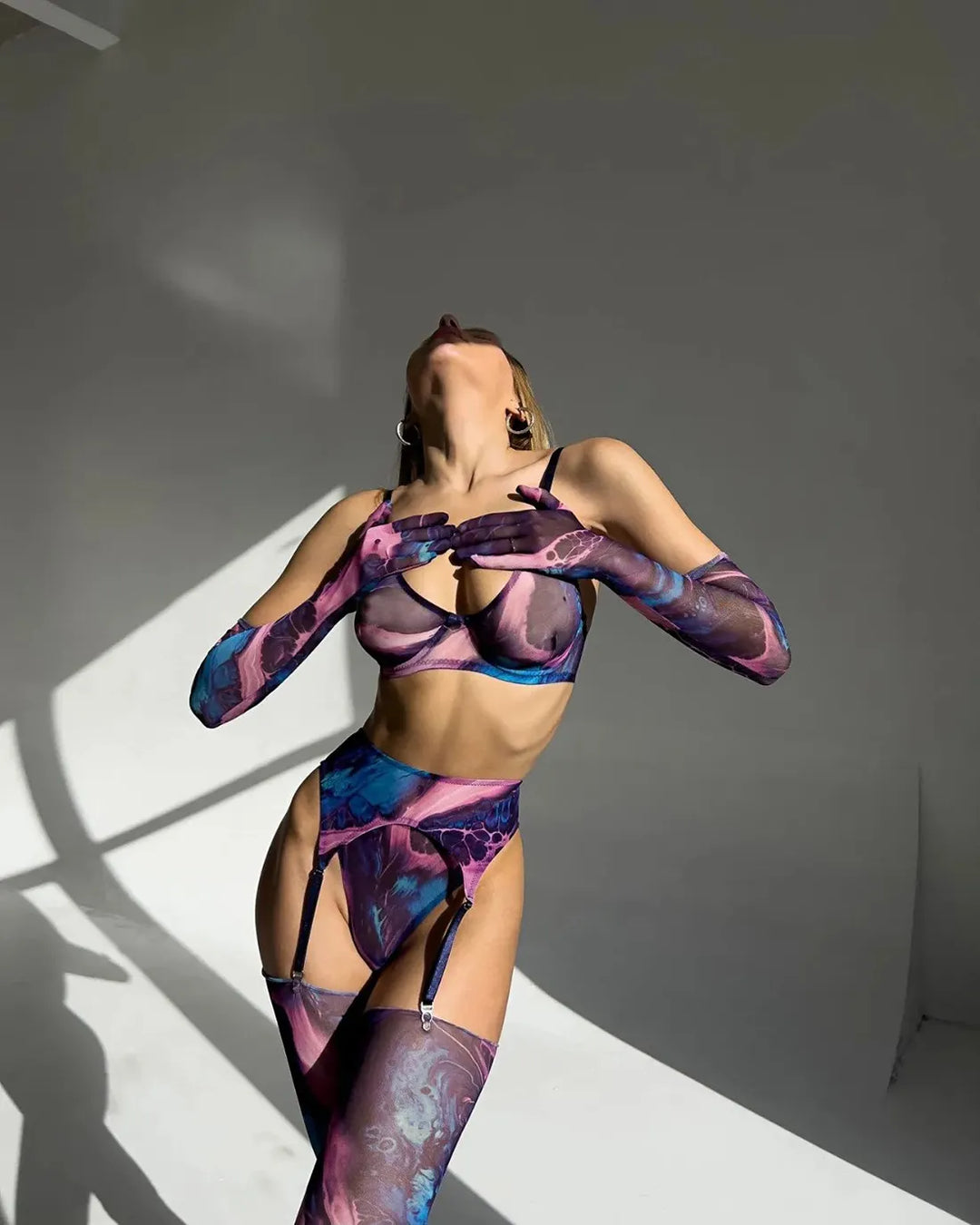 Amanda™ | Compleet 5-delig tie-dye lingerieset