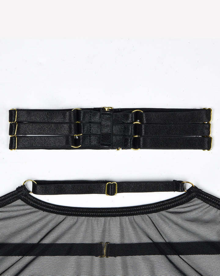 Eline™ | Set van Transparante Mesh Lingerie 4 Stukken