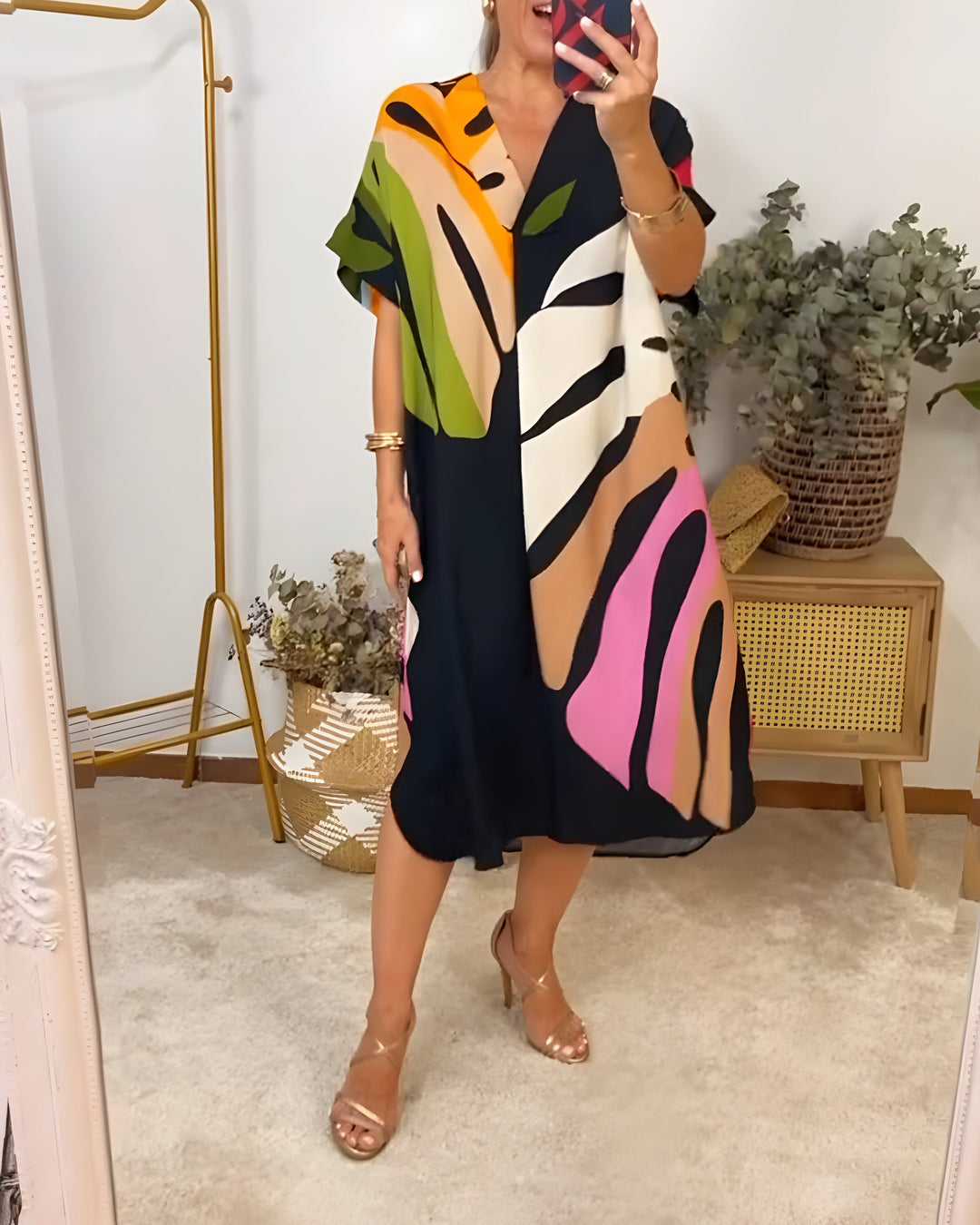 Hanne™ | Jurk met Bladerenprint