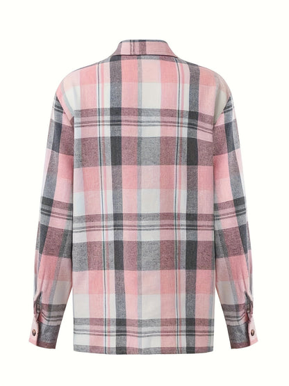 Jolanda | Elegante Geruite Zomer Blouse met Lange Mouwen