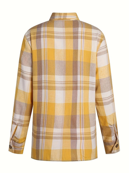 Jolanda | Elegante Geruite Zomer Blouse met Lange Mouwen
